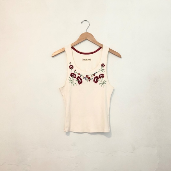 Free People We the Free Embroidered Summer Tank size S in Ivory NWT - Picture 4 of 6